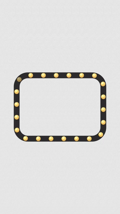Rectangular frame bordered with glowing light bulbs 2D vertical animation Stockbeeldmateriaal 308012773