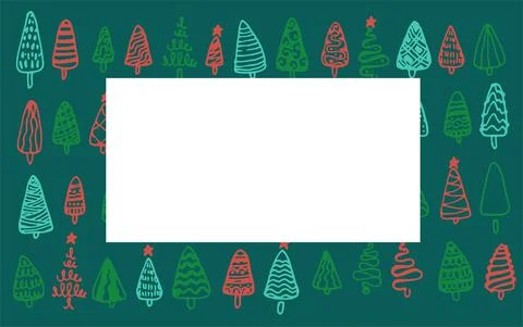 Rectangular frame of a Christmas tree in red and green colors. Template from a Stock Illustration