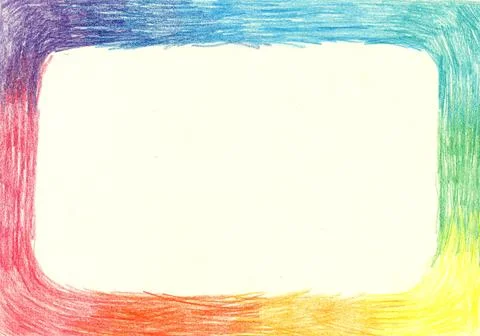 Rectangular frame colored pencil Stock Illustration