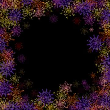 Rectangular frame with colorful small snowflakes 스톡 일러스트