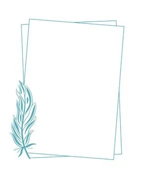 Rectangular frame with feather, vector illustration. Ilustración de archivo