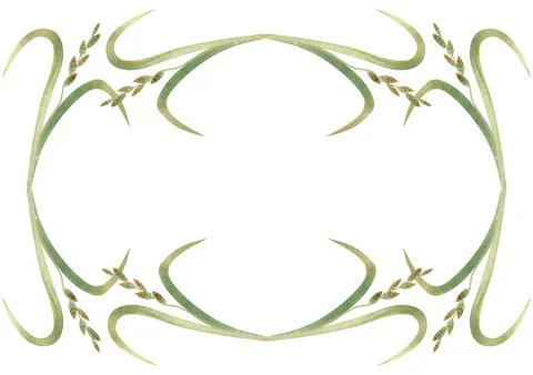 Rectangular frame of field grasses, cereals, ears and leaves. Decor for graphic Stock Illustration