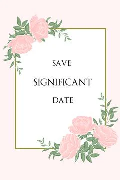 Rectangular frame with flowers. Floral pattern with place for text. Pink peon イラスト素材