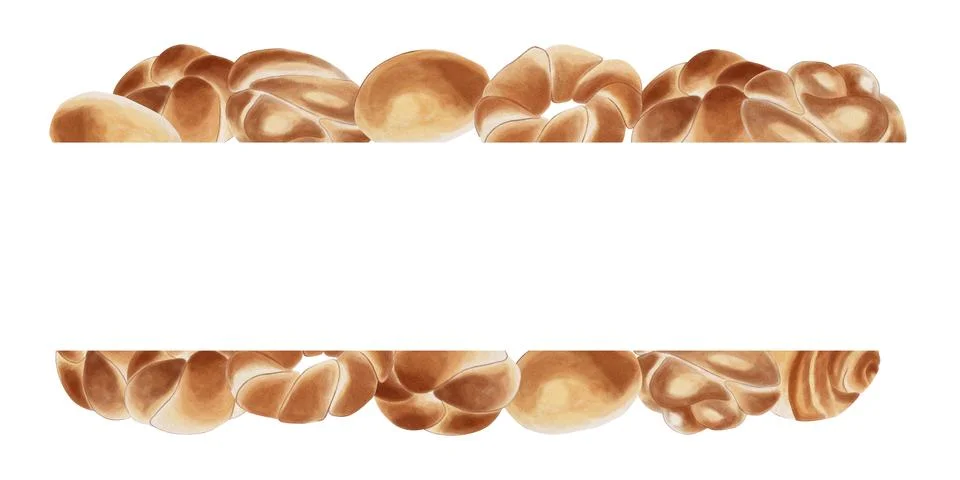 A rectangular frame with homemade baked goods and space for text. Watercolor  Stock Illustration