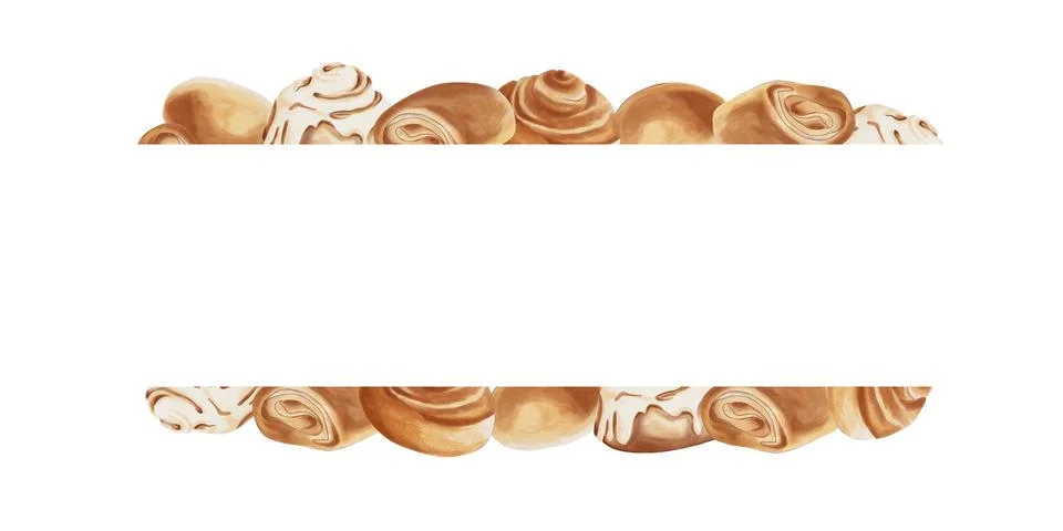 A rectangular frame with homemade baked goods and space for text. A food-them Stock Illustration