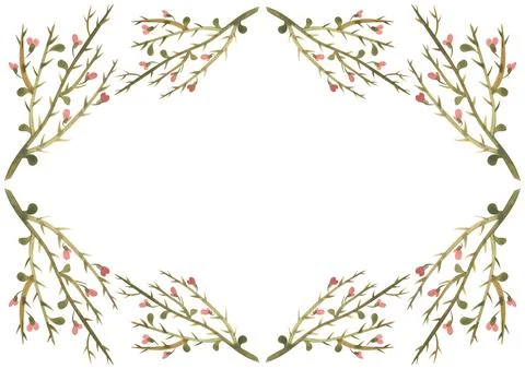 Rectangular frame made of camel thorn. Decor for graphic design, printing and Stock Illustration