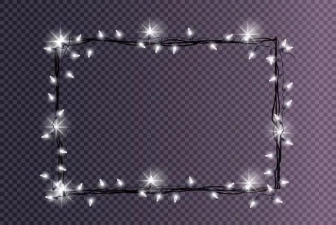 Rectangular Frame Made Christmas Lights Sparkling イラスト素材