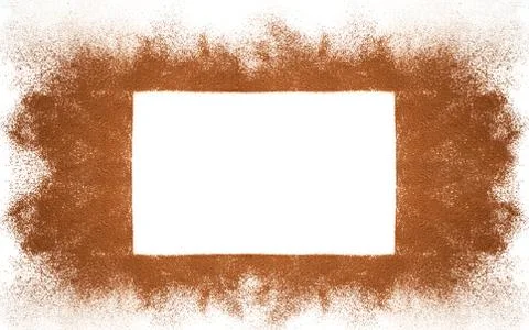 Rectangular Frame made of Cocoa powder isolated on white background with copy Stock Photos