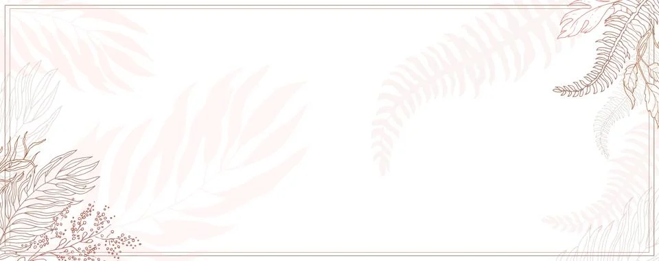 Rectangular frame made of delicate flowers and branches on a white background Stock Illustration