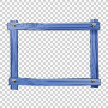 Rectangular frame made of four blue painted wooden planks attached with met.. Stock Illustration