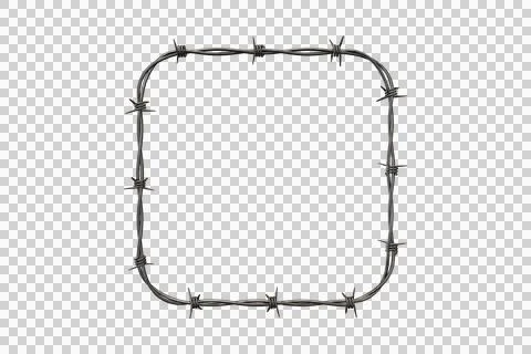 Rectangular frame made of metallic barbed wire on dark background イラスト素材