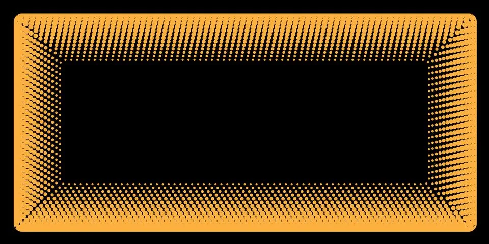 Rectangular frame made of orange dots on a black background Illustrazione stock