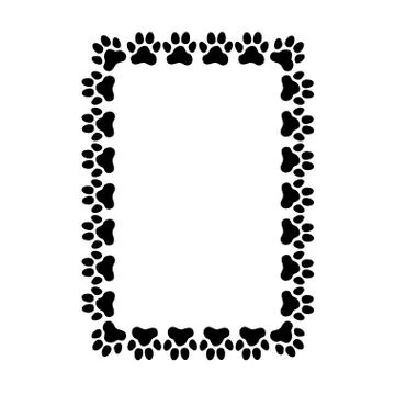 Rectangular frame made of paw prints Stock Illustration
