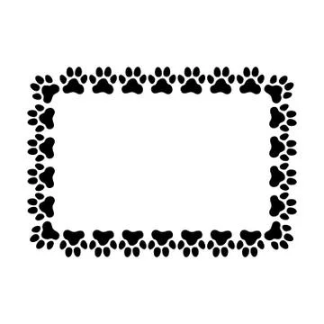 Rectangular frame made of paw prints Stock Illustration