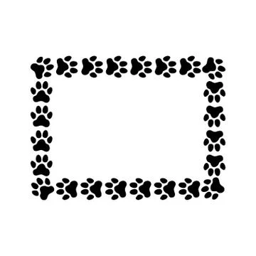 Rectangular frame made of paw prints Stock Illustration