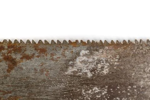 Rectangular  frame made from a rusty saw blade isolated on white background Stock Photos