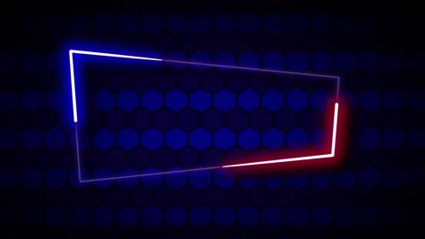 A rectangular frame made of two moving neon lights. frame vaporwave animation. Video stock 303257419