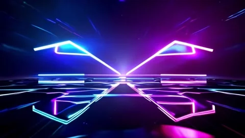 A rectangular frame made of two moving neon lights Stockbeeldmateriaal 305632567