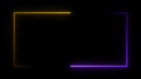 A rectangular frame made of two moving neon lights. A popular abstract back.. Video stock 308863066