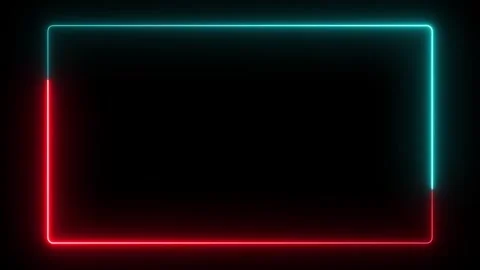 A rectangular frame made of two moving neon lights. A popular abstract backgroun Video stock 321014721