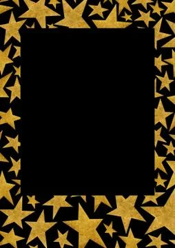Rectangular frame with metallic gold stars. Stock Illustration