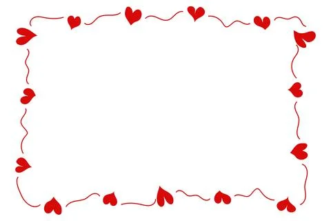 A rectangular frame of random hearts with waves. A loving Valentine's Day dec Stock Illustration