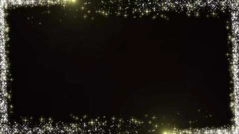 Rectangular Frame With Shimmering Golden Star Dark Canvas 4K Loop Overlay Stock Footage 346495409