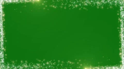 Rectangular Frame With Shimmering Golden Star Chroma Key 4K Loop Overlay Stock Footage 346495410