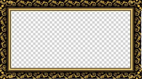 Rectangular frame is showing gilded border around teal-gray panel on clear Stock Illustration