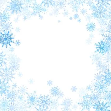 Rectangular frame with small blue snowflakes イラスト素材