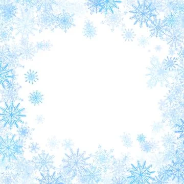Rectangular frame with small blue snowflakes Illustrazione stock