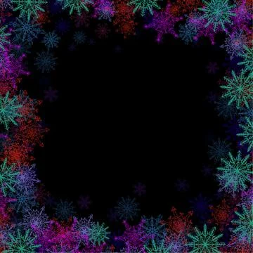 Rectangular frame with small colorful snowflakes Illustrazione stock