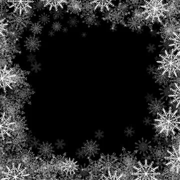 Rectangular frame with small snowflakes Illustrazione stock