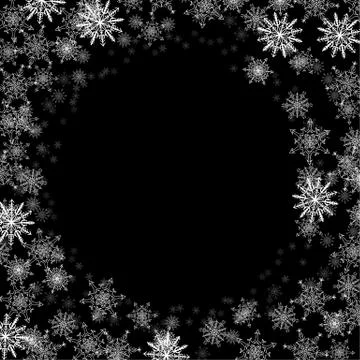 Rectangular frame with small snowflakes Stock Illustration