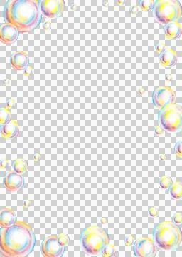 Rectangular frame with soap bubbles in watercolor Illustrazione stock