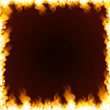 Rectangular frame surrounded with flame Stock Illustration