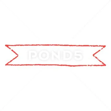 Rectangular frame with symmetrical forked ends, red pencil by hand. Stock Illustration