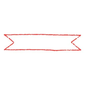 Rectangular frame with symmetrical forked ends, red pencil by hand. Stock Illustration