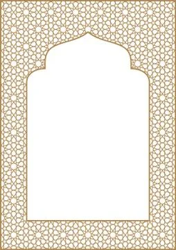 Rectangular frame with traditional Arabic ornament for invitation card.Propor Stock Illustration