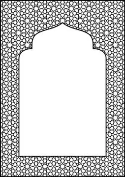 Rectangular frame with traditional Arabic ornament for invitation card.Propor Stock Illustration