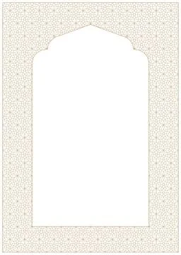 Rectangular frame with traditional Arabic ornament for invitation card.Propor Stock Illustration