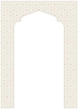 Rectangular frame with traditional Arabic ornament for invitation card.Propor Stock Illustration