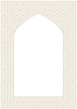 Rectangular frame with traditional Arabic ornament for invitation card.Propor Stock Illustration