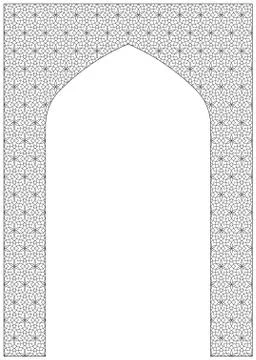 Rectangular frame with traditional Arabic ornament for invitation card.Propor Stock Illustration