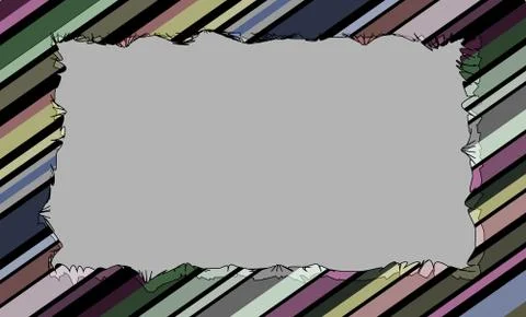 Rectangular frame with uneven torn inner edge of striped color. different col Stockillustratie