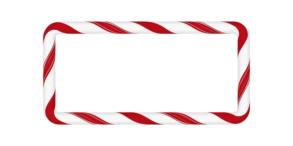 Rectangular frame vector with red and white stripes. Lollipop cane. Stock Illustration