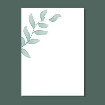Rectangular frame with watercolor leafy branch vector illustration Stock Illustration