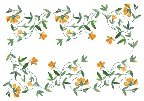 Rectangular frame of wild herbs, flowers and leaves. Decor for graphic design Illustrazione stock