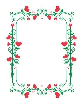 Rectangular Frames heart Floral design Stock Illustration