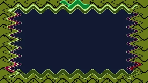 Rectangular full wavy green with black lines horizontal frame on dark blue .. Stockbeeldmateriaal 270315759